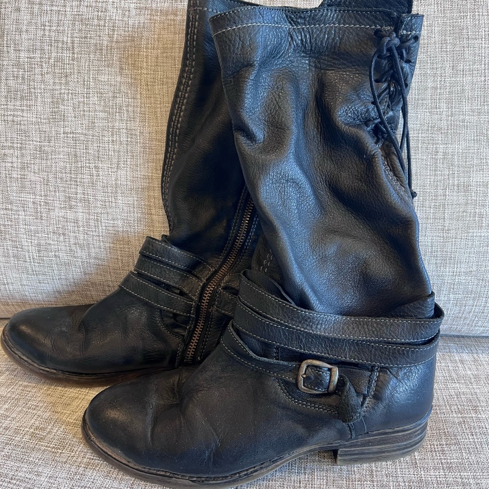Black Leather Women's Boots